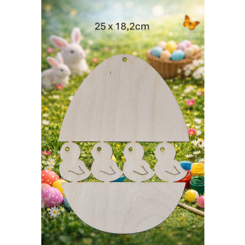 Jajko ozdobne 4 kurczaki 25cm, jajko 25cm, sklejka 3mm